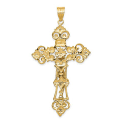 14k Two-tone INRI Fleur De Lis Crucifix Pendant - 2
