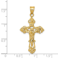 14k INRI Fleur De Lis Crucifix Pendant
