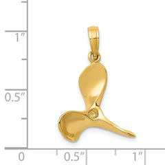 14K Polished 3-D Propeller Pendant - 2