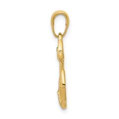 14k Solid Polished Anchor Pendant - 2