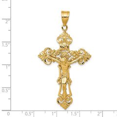 14k INRI Fleur De Lis Crucifix Pendant - 2
