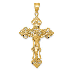 14k INRI Fleur De Lis Crucifix Pendant - 2