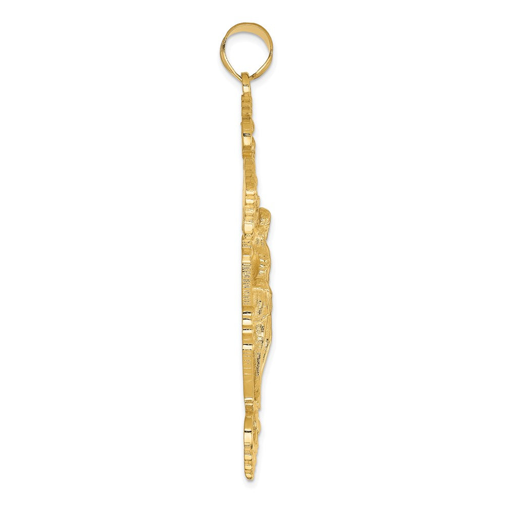 14k INRI Fleur De Lis Crucifix Pendant - 3