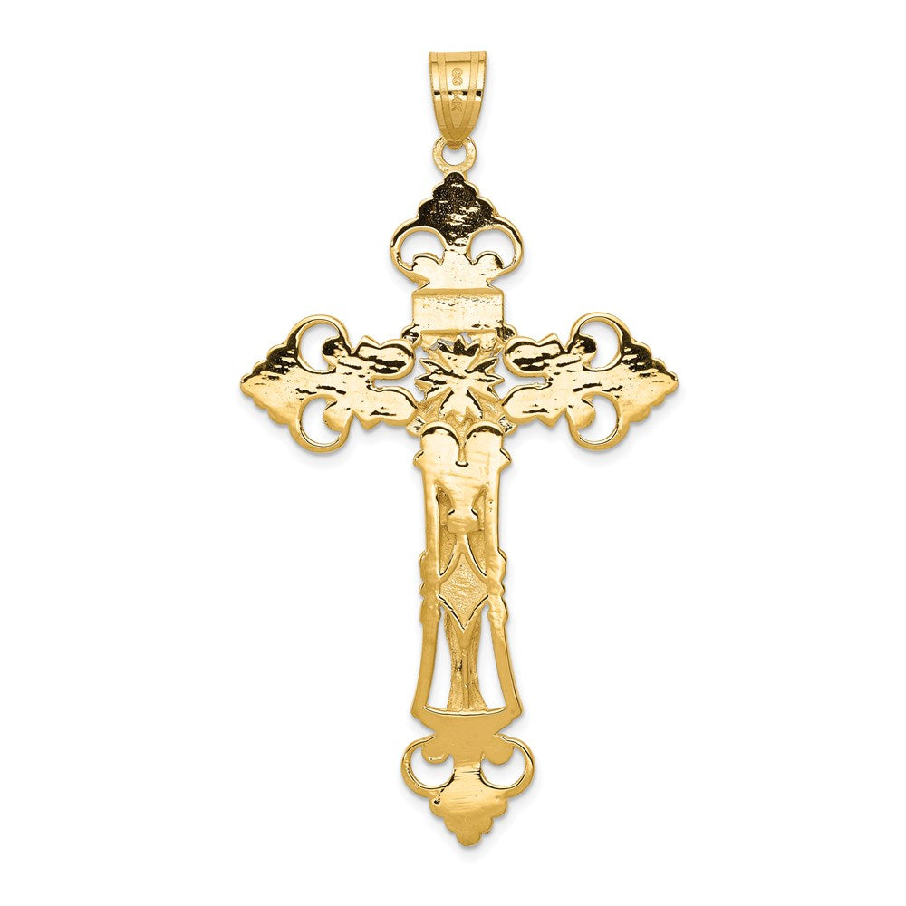 14k INRI Fleur De Lis Crucifix Pendant - 3