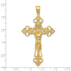 14k INRI Fleur De Lis Crucifix Pendant - 3