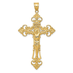 14k INRI Fleur De Lis Crucifix Pendant - 3