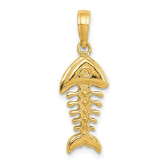 14K Polished 3-D Fish Bone Pendant