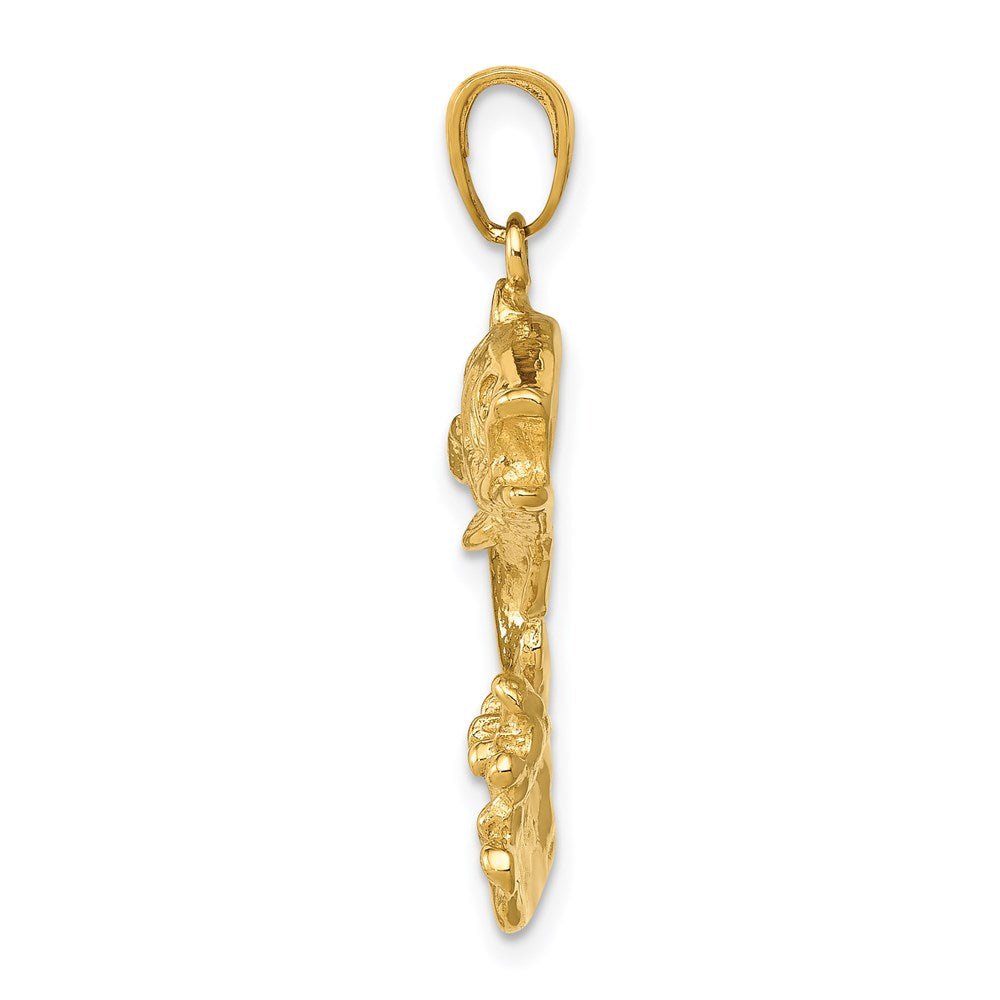 14k Polished Open-Backed Bass Fish Pendant