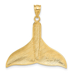 14k Solid Polished Large Whale Tail Pendant