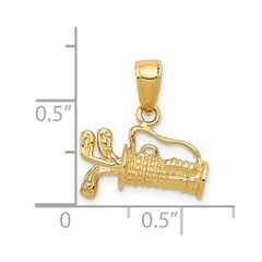 14K Solid Polished 3-D Golf Bag With Clubs Charm