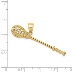 14K Solid Polished 3-D Lacrosse Stick Pendant