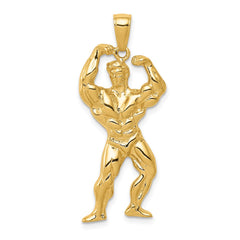 14k Solid Polished Weightlifter Pendant - 2