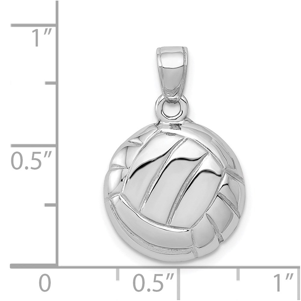 14k White Gold Polished Open-Backed Volleyball Pendant