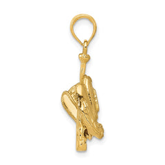 14K Polished 3-D Glove/Bat/Baseball Pendant - 2