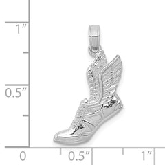 14k White Gold Polished Running Shoe Pendant