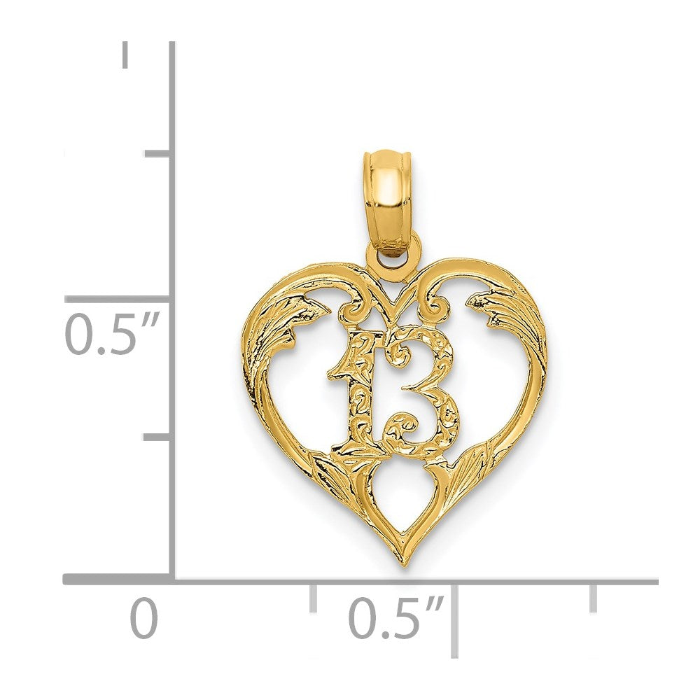 14k 13 in Heart Cut-out Pendant