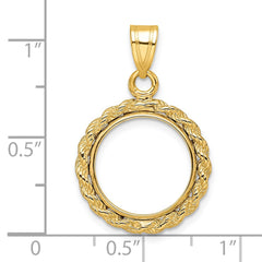 Wideband Distinguished Coin Jewelry 14k Polished Rope 14.0mm Prong Coin Bezel Pendant