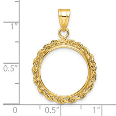 Wideband Distinguished Coin Jewelry 14k Polished Rope 16.5mm Prong Coin Bezel Pendant