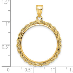 Wideband Distinguished Coin Jewelry 14k Polished Rope 22.0mm Prong Coin Bezel Pendant