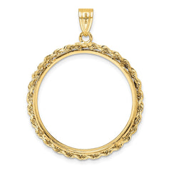 Wideband Distinguished Coin Jewelry 14k Polished Rope 27.0mm Prong Coin Bezel Pendant