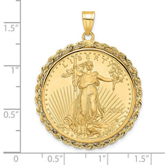 Wideband Distinguished Coin Jewelry 14k Polished Rope Mounted 1/2oz American Eagle Prong Coin Bezel Pendant
