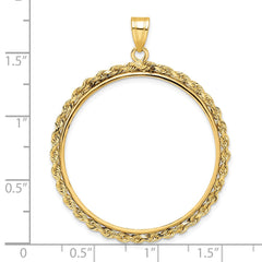 Wideband Distinguished Coin Jewelry 14k Polished Rope 32.0mm Prong Coin Bezel Pendant
