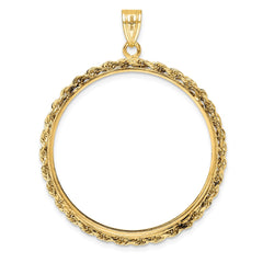 Wideband Distinguished Coin Jewelry 14k Polished Rope 32.7mm Prong Coin Bezel Pendant