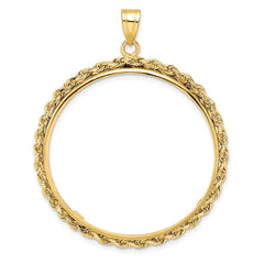 Wideband Distinguished Coin Jewelry 14k Polished Rope 32.7mm Prong Coin Bezel Pendant