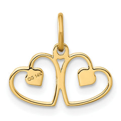 14k Satin And Diamond-cut Heart Charm