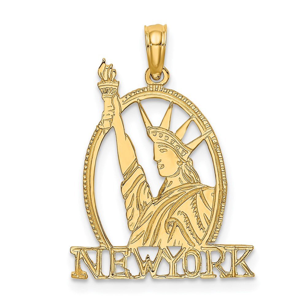 14k Cut-out NEW YORK w/Statue of Liberty Charm - 2