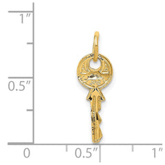 14K Polished 3D Rounded Top Key Charm