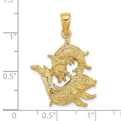 14k Large Pisces Zodiac Charm