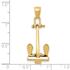 14k 3-D T-Bar Style Anchor Pendant