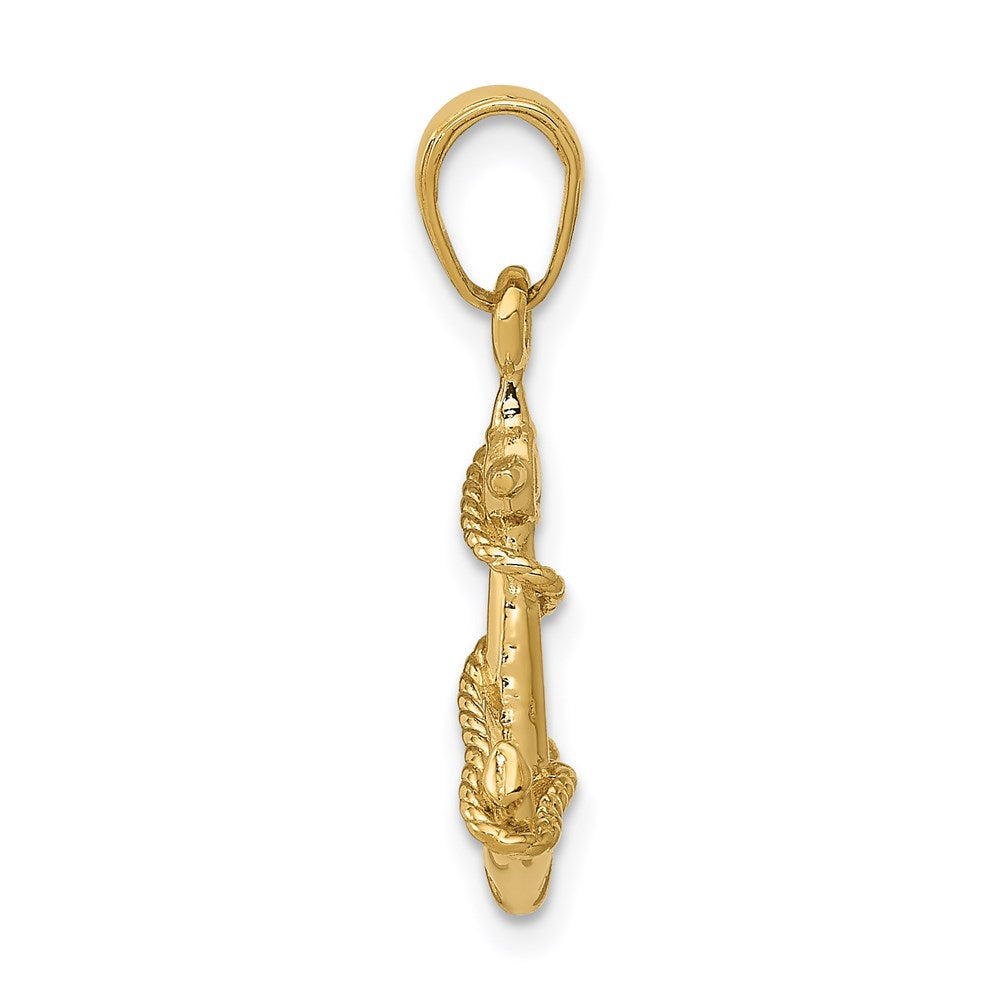 14k 3-D Anchor with Rope Pendant