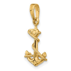 14k 3-D Anchor with Rope Pendant