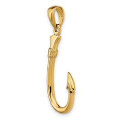 14k 3-D Fishing Hook Pendant