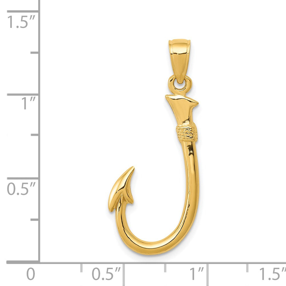 14k 3-D Fishing Hook Pendant