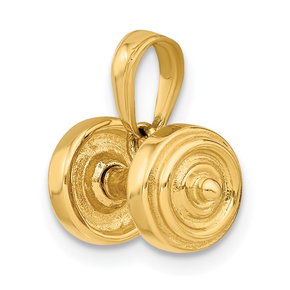 14k 3-D Single Barbell Pendant