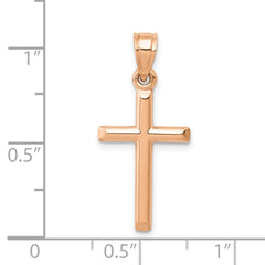 14k Rose Gold Polished Hollow Cross Pendant