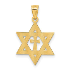 14k Diamond-cut Star of David w/Cross Pendant