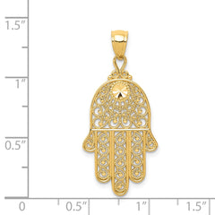 14k Diamond-cut Filigree Chamseh Pendant