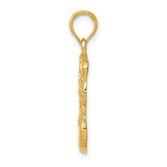 14k Swoosh Basketball and Net Pendant