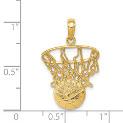 14k Swoosh Basketball and Net Pendant