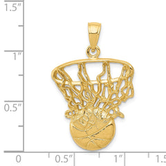 14k Swoosh Basketball and Net Pendant - 2