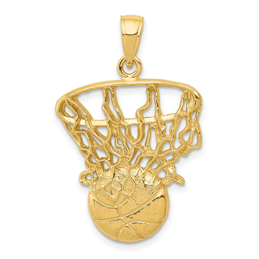 14k Swoosh Basketball and Net Pendant - 2