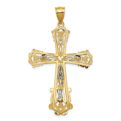 14k Two-tone Diamond-cut Crucifix Pendant - 3