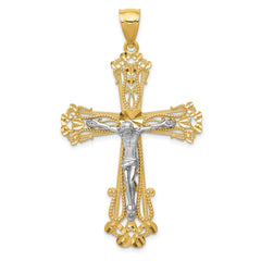 14k Two-tone Diamond-cut Crucifix Pendant - 3