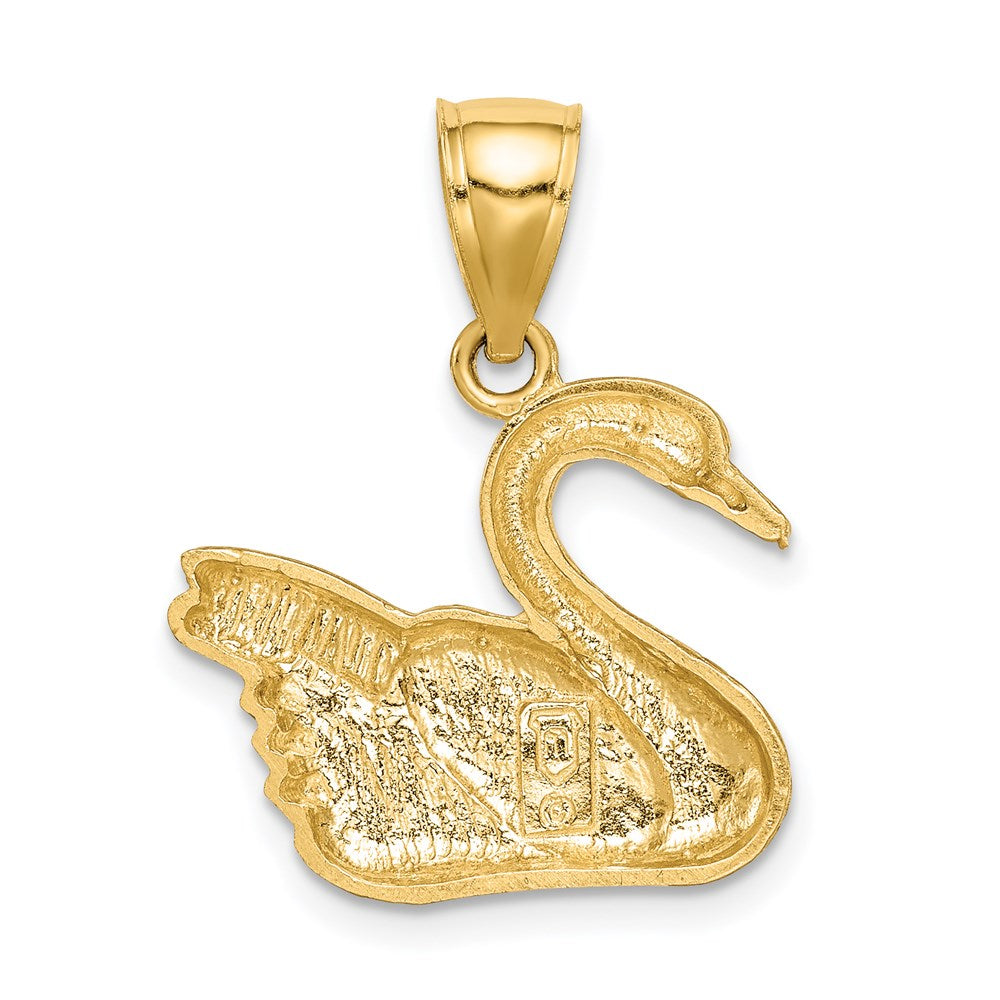 14K Diamond-cut Swan Pendant