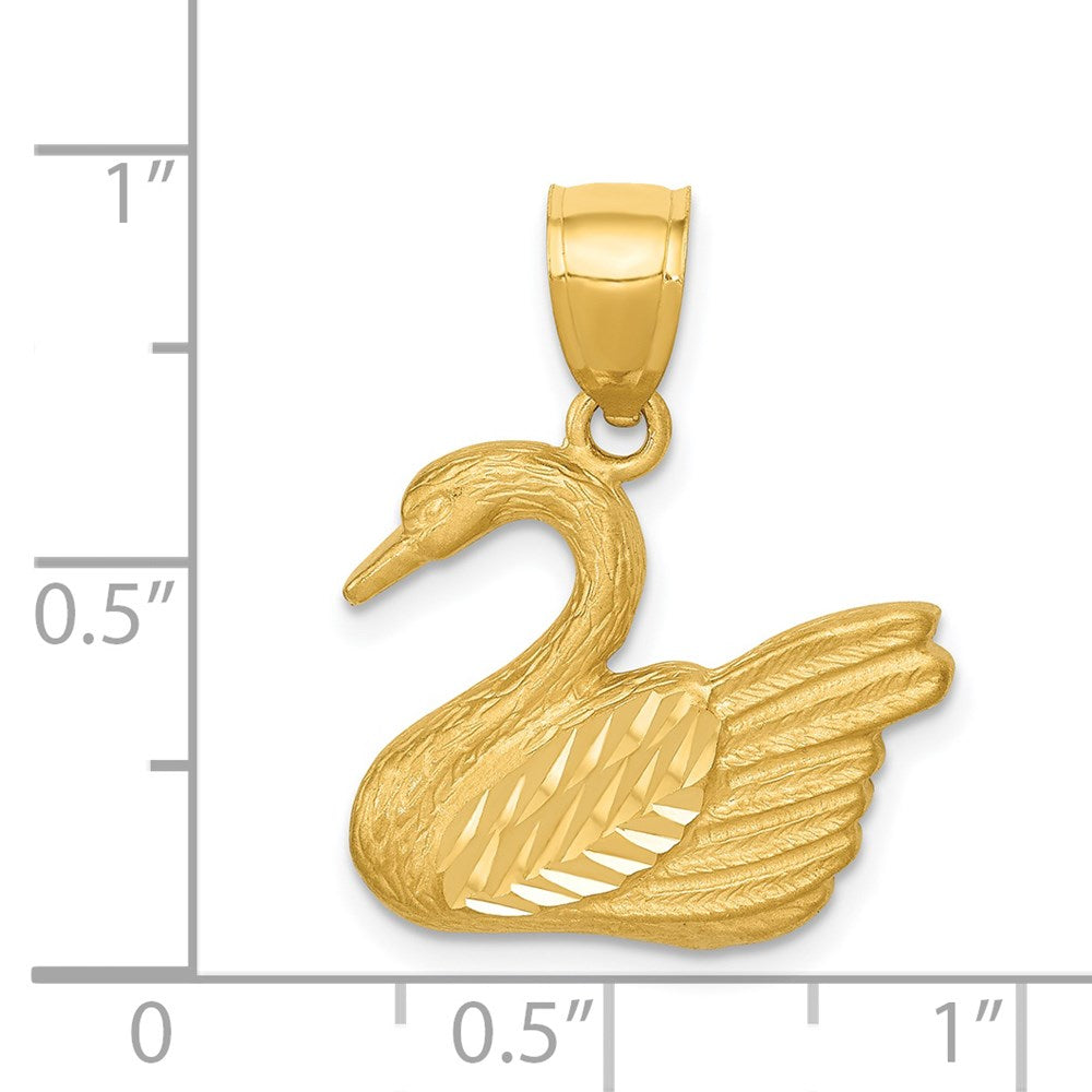 14K Diamond-cut Swan Pendant