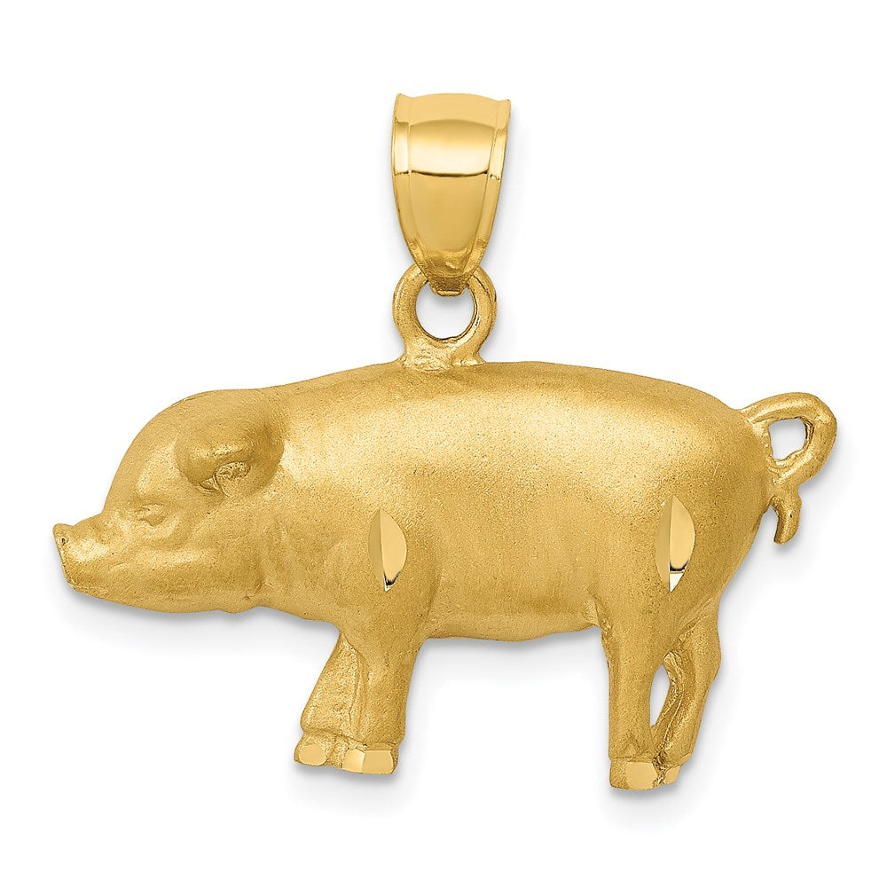 14K Diamond-cut Pig Pendant - 2
